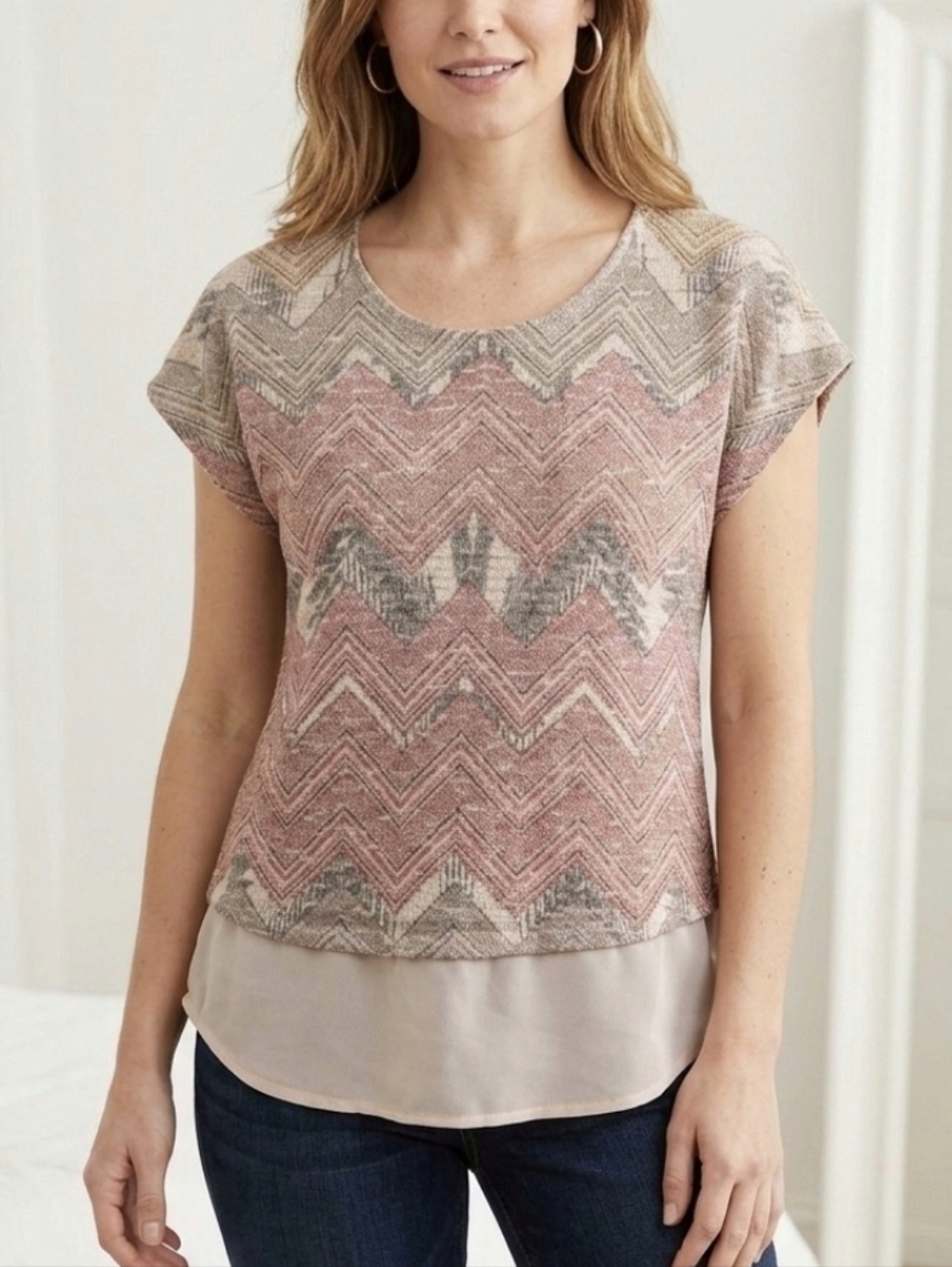 Sweater Blouse with bottom Sheer detail